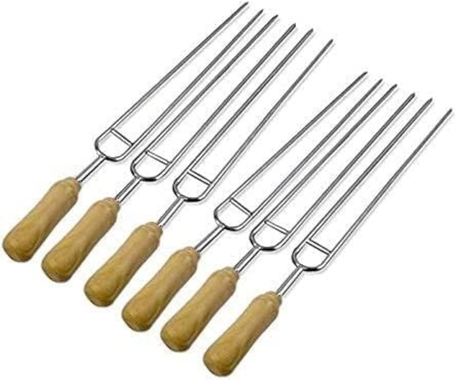 GTHTUHFD Grill Utensils 6Pcs Stainless Steel Skewers For Grilling, U-Shaped Wooden Handle Skewers For Grilling For Picnic Picnic