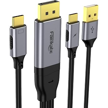 DisplayPort to USB-C Cable, 4K 60Hz, Upgraded Version 2m Length, Unidirectional (DP 1.2 to USB-C) Compatible with Wacom Graph