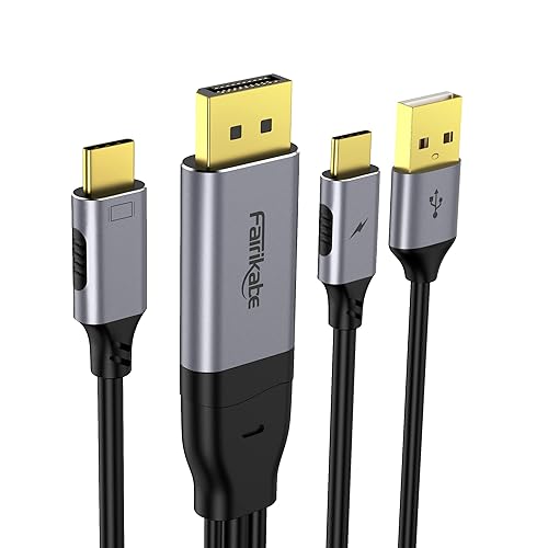 fairikabe Cable DisplayPort a USB C 4K 60Hz, fuente DisplayPort unidireccional de 6.6 pies a USB-C para pantalla de estudio, monitor portátil de