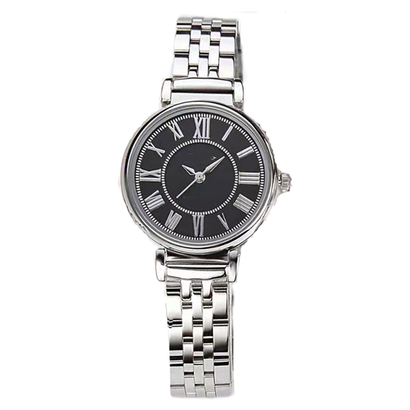 Montre à Quartz étanche, Montre Simple avec Bracelet en Acier Inoxydable et Cadran à Chiffres Romains, idéale comme Cadeau for Femme(Silver Black)