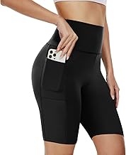 AMIYOYO Radlerhose Damen mit Taschen Leggings Sporthose Kurze High Waist Blickdicht Sportshorts Dehnbar Hotpants Bequem für Yoga Fitness Gym Sommer