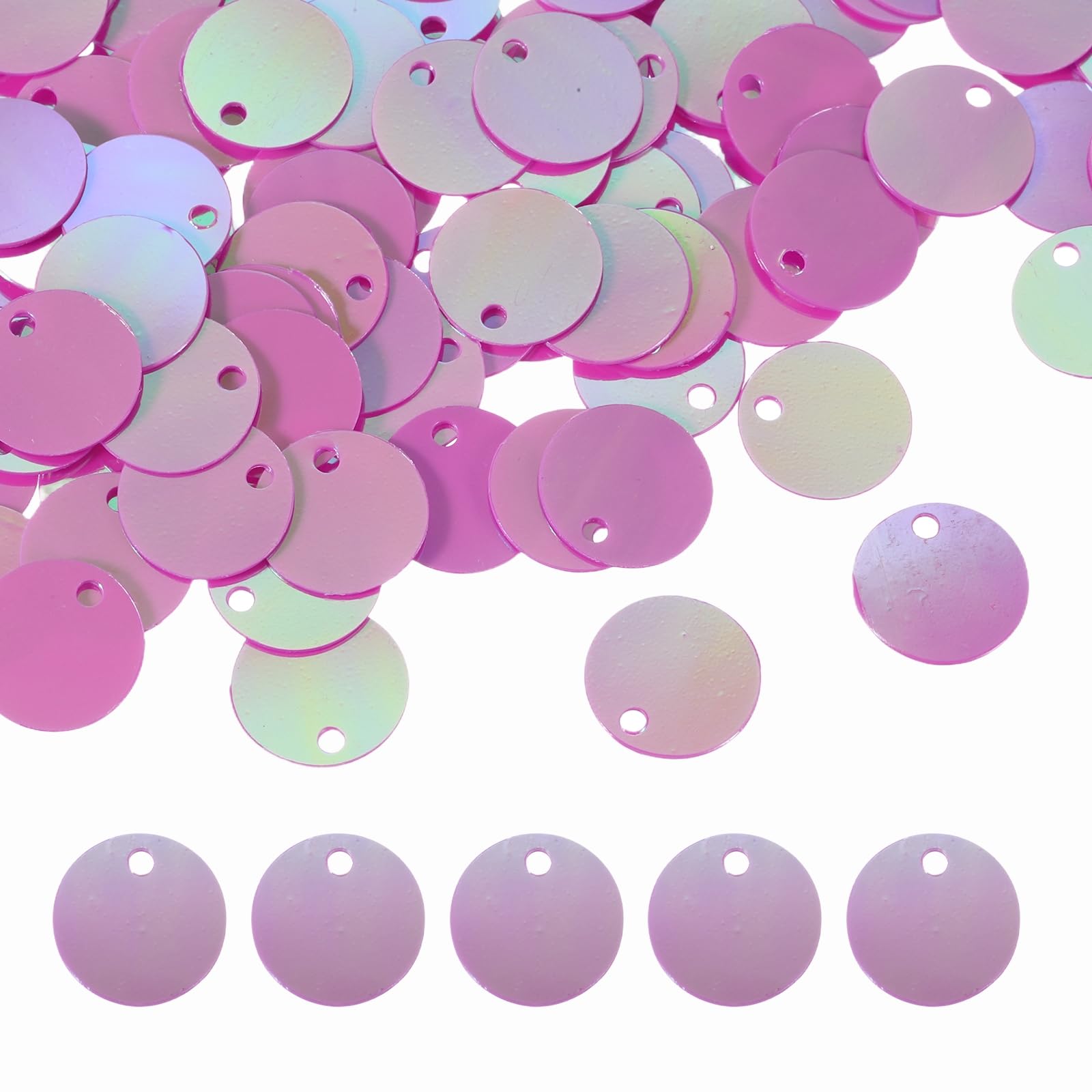 MECCANIXITY Flat Round Sequins, 600Pcs 10mm/0.4 Inch Loose Paillettes AB Rose Red Craft Sewing Sequins with Single Side Hole for DIY, Embroidery