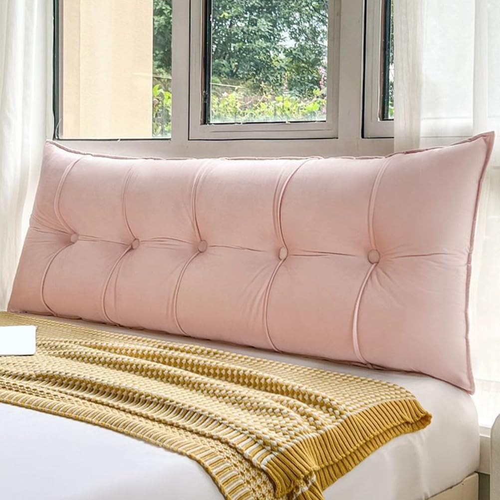 Headboard Pillow Pink 78.7Inch King Rectangle Bedside Cushion Large Backrest Lumbar Back Support Cushion Bolster Bunk Bed Sofa Day Bed Upholstered with Removable Cover