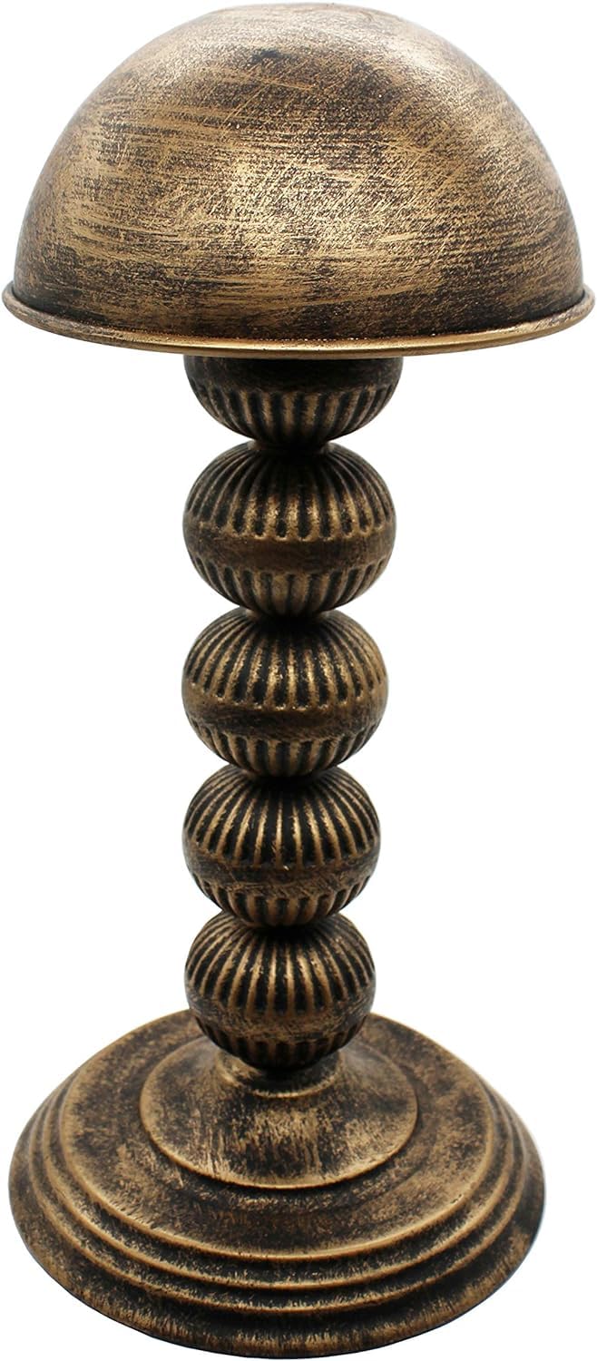 Owlgift Vintage Gourd Style Dome Shaped Metal Hat Rack/Cap/Wig Holder Free Standing Display Rack Gold HR1003BZN