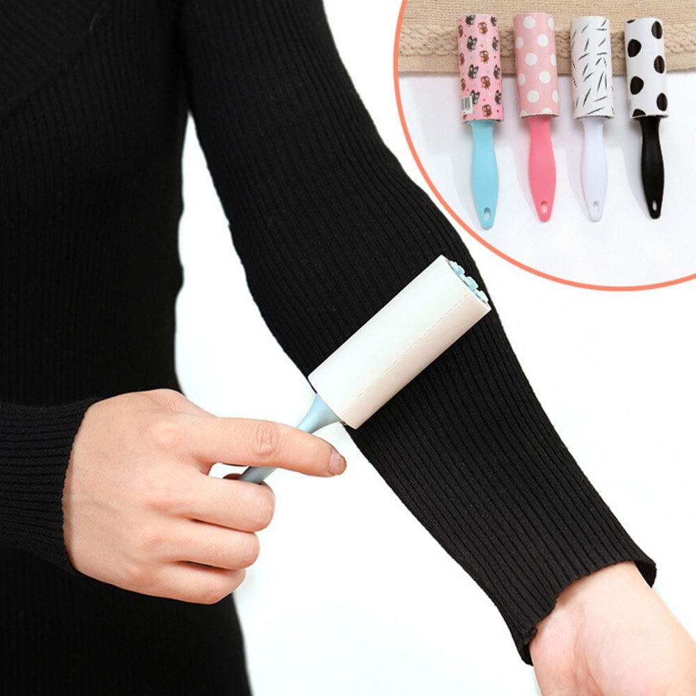 Dispositivo de Limpieza portátil Ropa Ropa pegajosa Abrigo Rodillo de Pelusa pegajoso Rodillo de Papel Adhesivo para arrancar (Color: Estilo Blanco) (Negro)