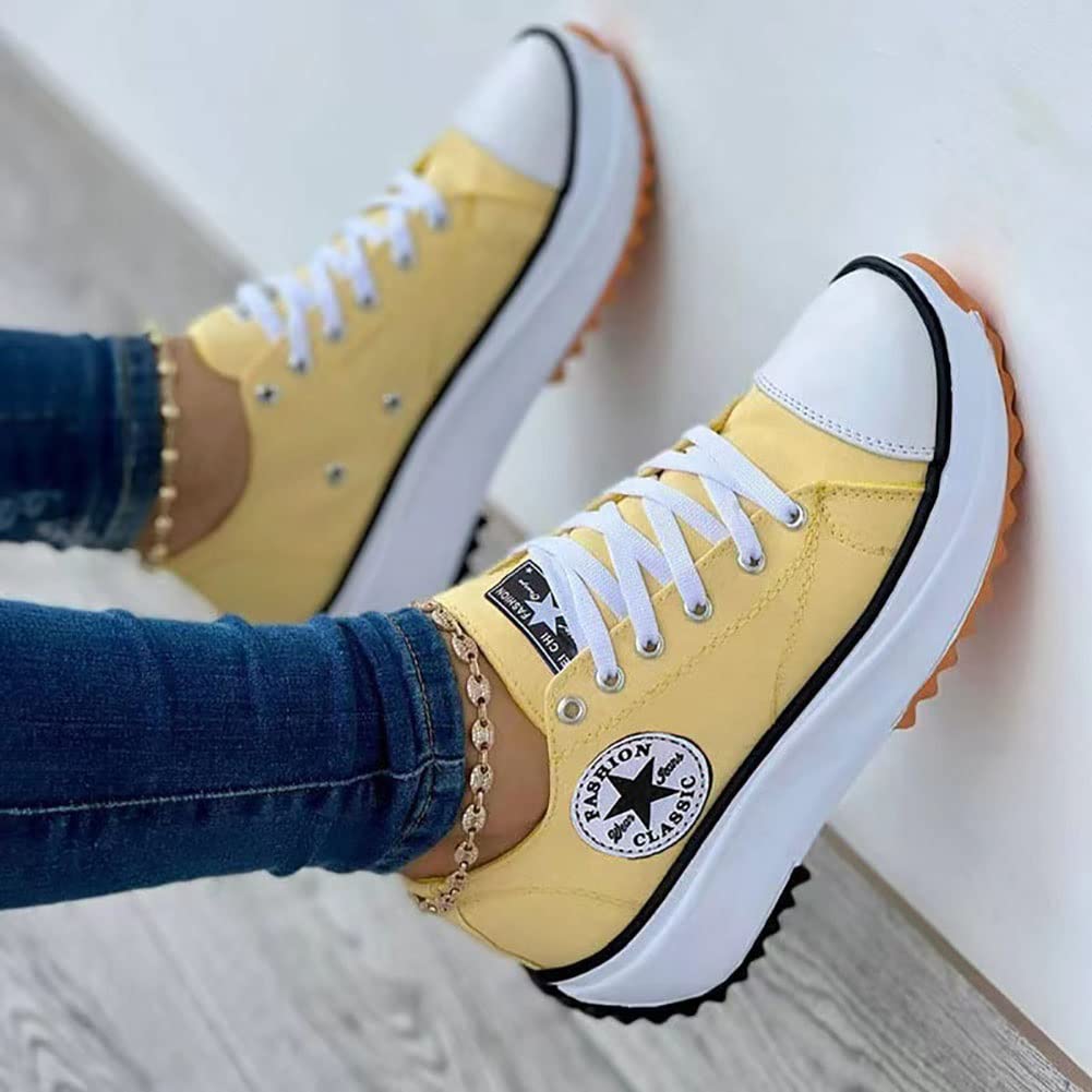 Zapatillas de Deporte de Lona para Mujer, Zapatillas de Deporte Transpirables a la Moda para Mujer, Zapatos de Lona Informales para niñas con Suela Gruesa