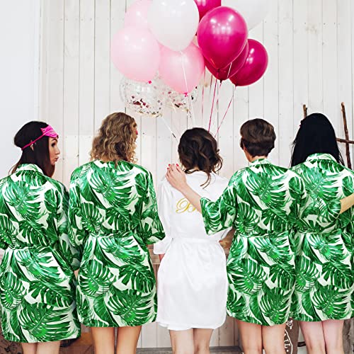 Berlune 6 Pcs Tropical Bride Bridesmaids Robe Set Wedding Getting Ready Bachelorette Party Robes Beach Pool Swimsuit(Green, Lovely)3