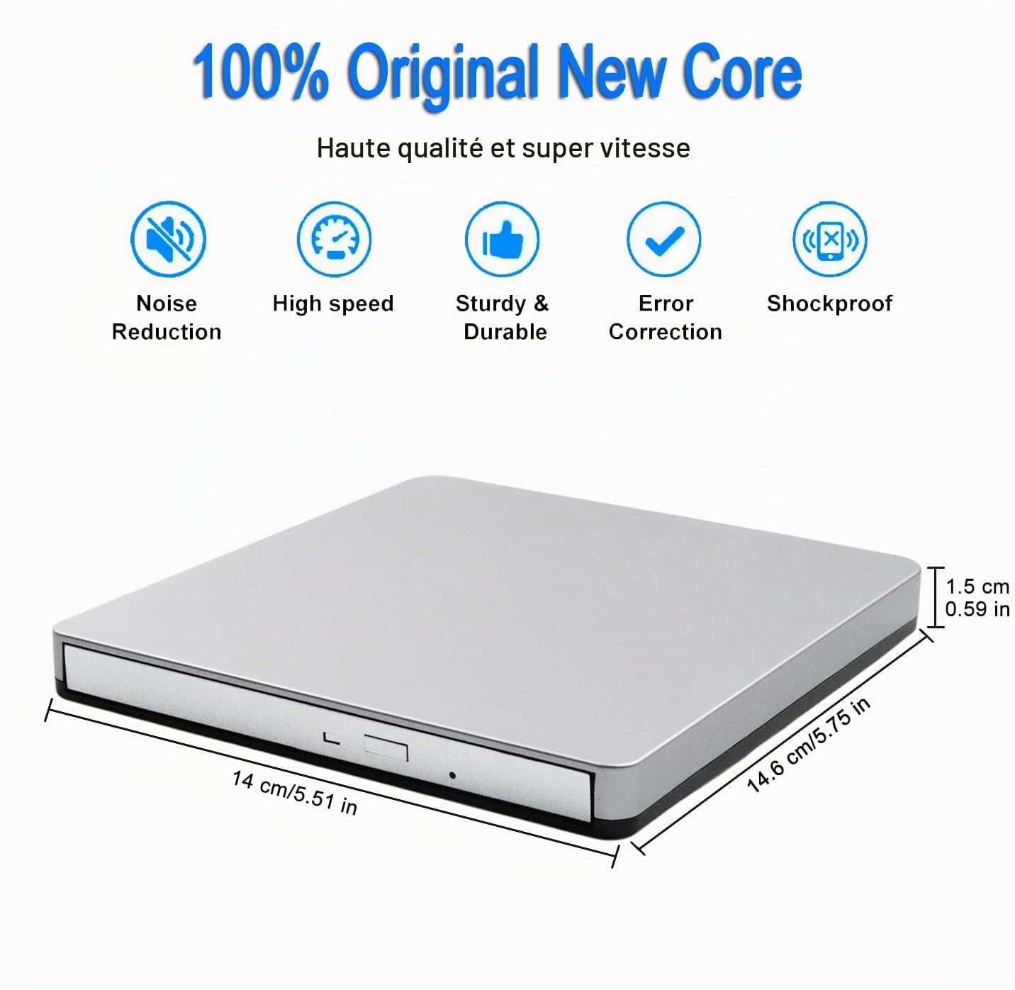Lecteur DVD CD Externe USB-C SuperDrive Portable Lecteur/Graveur de DVD CD pour Apple - MacBook Air/Pro/iMac/Mini/MacBook Pro/ASUS/Dell/Ordinateur Portable avec Port USB-C Plug and Play