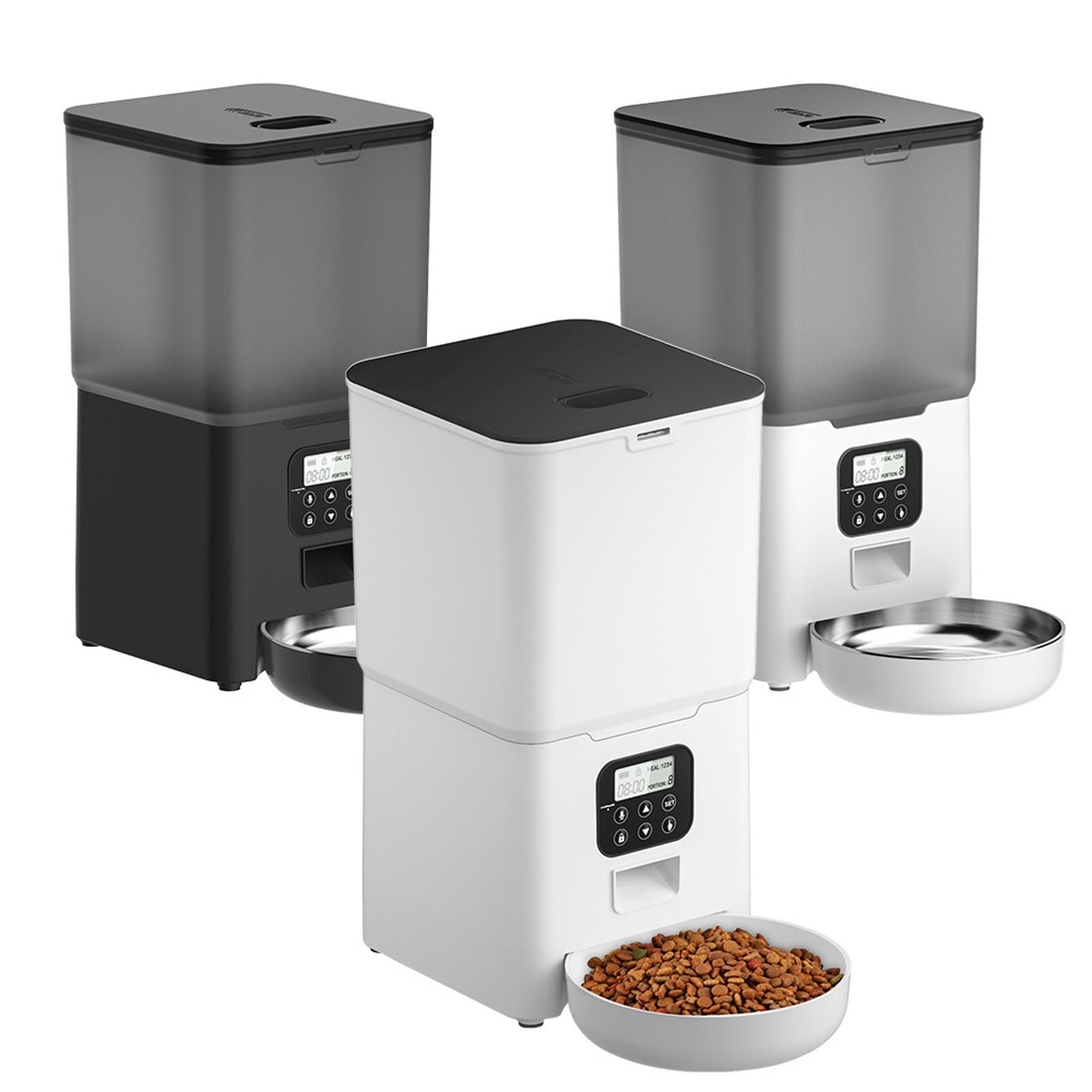 Comedero para mascotas de 6 l, para Gatos y Perros con cuenco de Acero inoxidable, suministros para mascotas, de 1 a 4 comidas al día