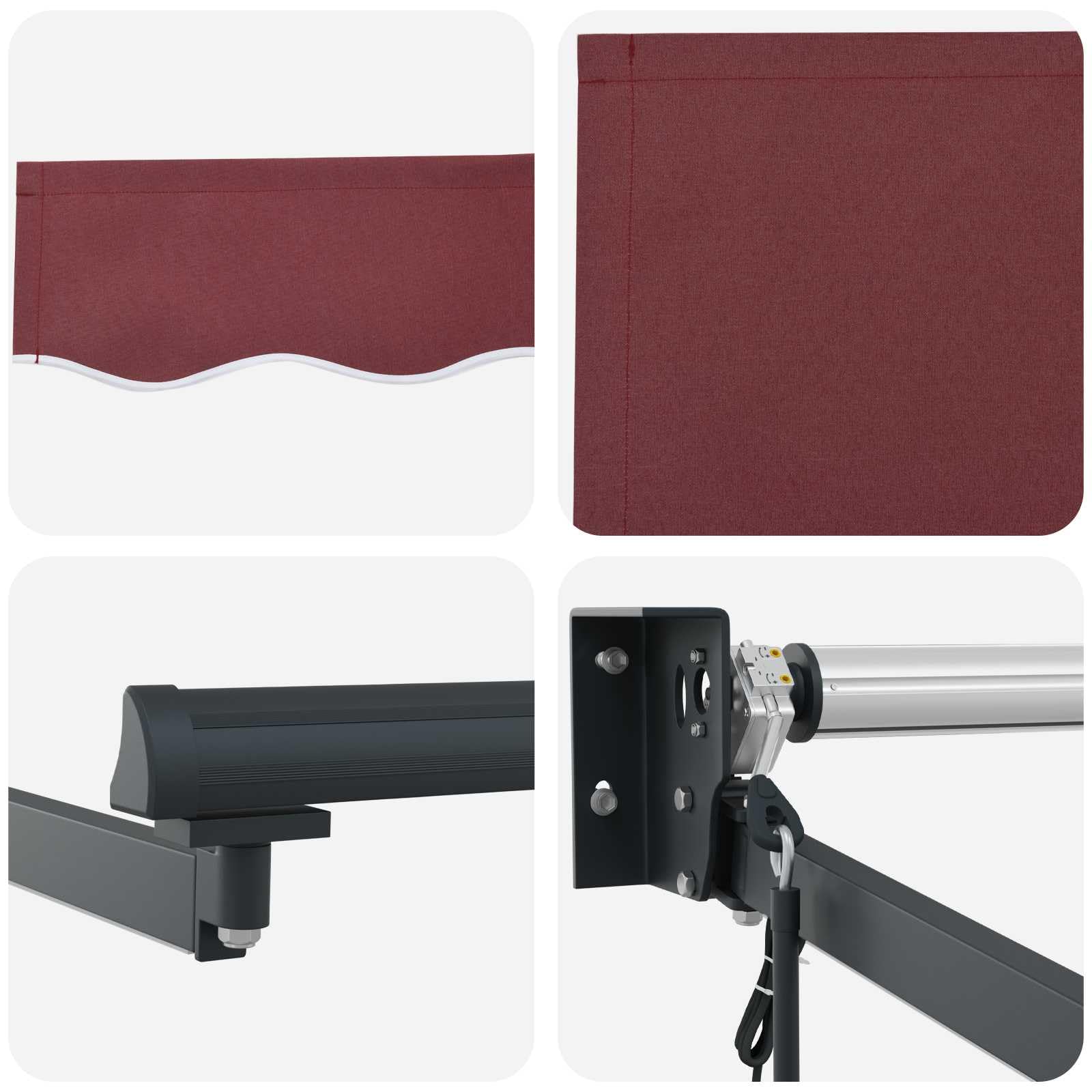 Tenda da sole pieghevole elettrica con sensore meteo e LED 2,5 x 2 m, telaio in alluminio, design moderno e minimalista, avvolgimento automatico in caso di vento forte
