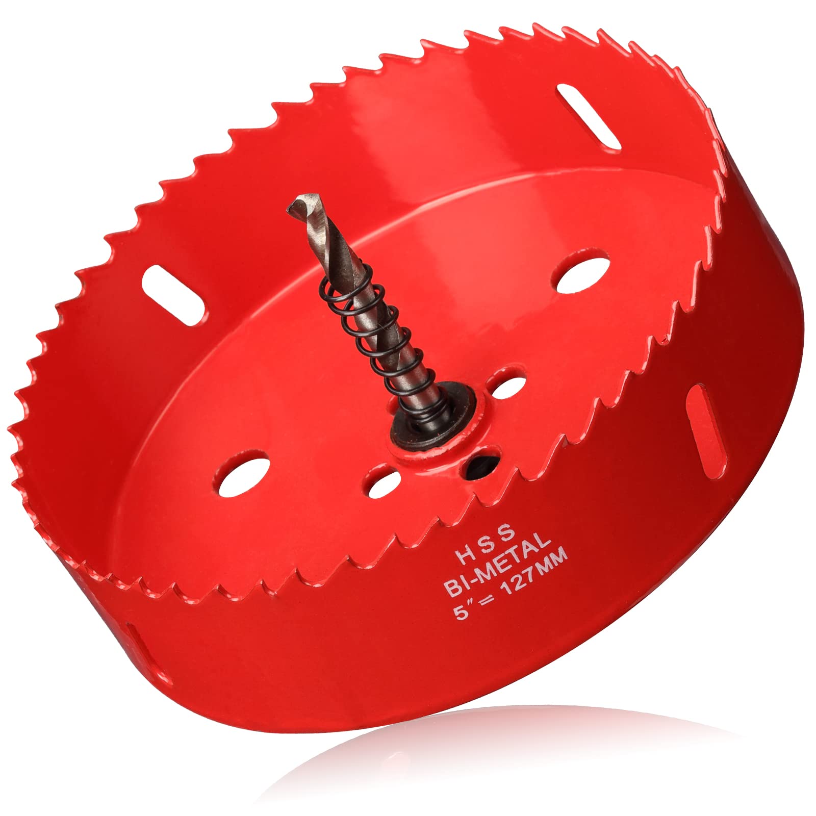 Hole Saw 5” (127mm) for Wood, HSS Bi-Metal Hole Cutter with Pilot Drill Bit for Plywood, Cornhole, Ceiling and Drywall