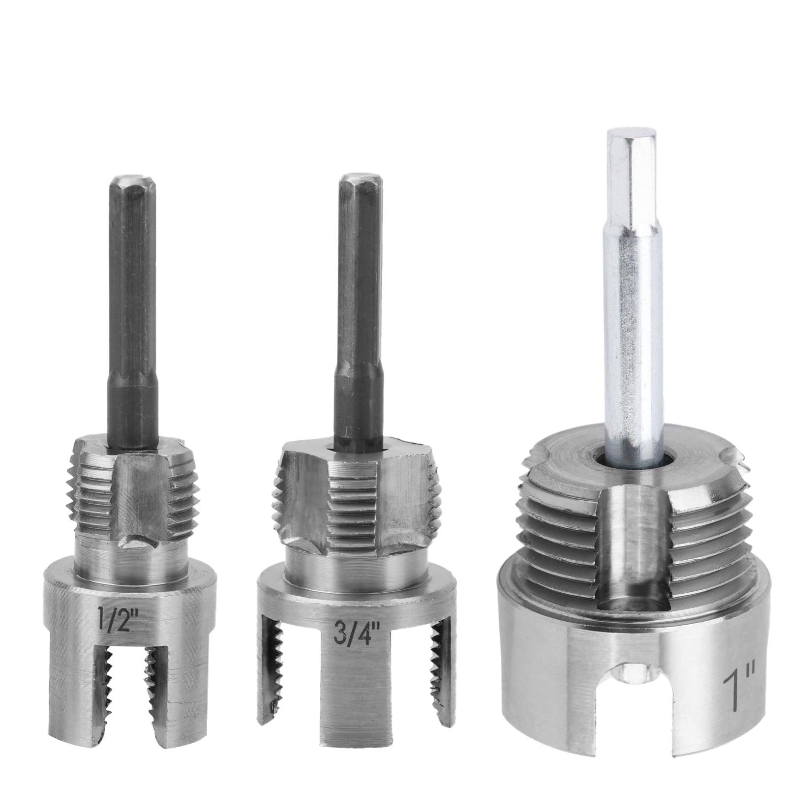 Tagliafili per Tubi PVC 1/2" 3/4" 1" - Utensili Filettatura a Doppia Funzione per Trapani Elettrici, 3 Pezzi