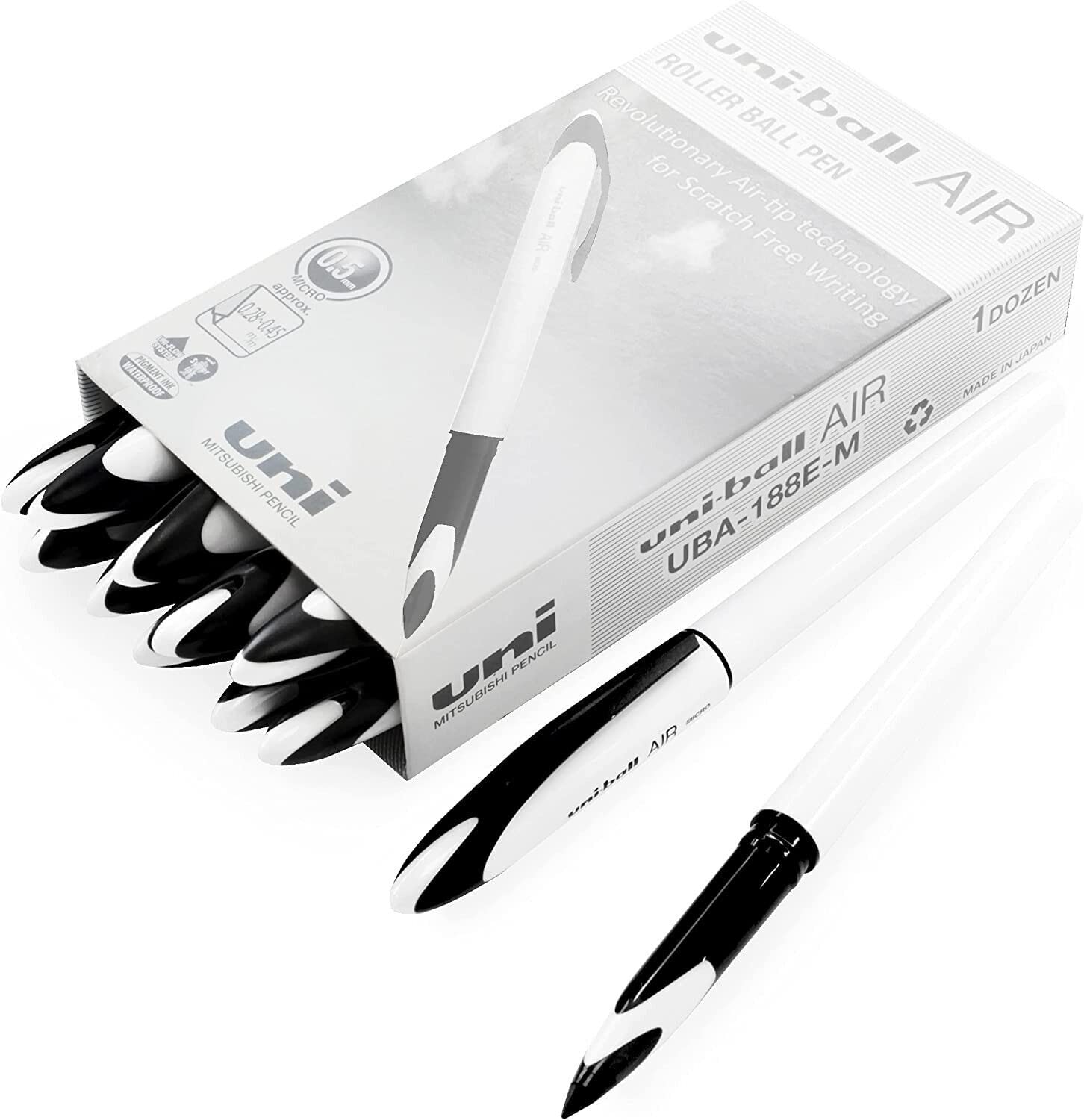 12 x Uni-Ball Air Rollerball Pen, Black, 1 count (Pack of 12) - Image 2