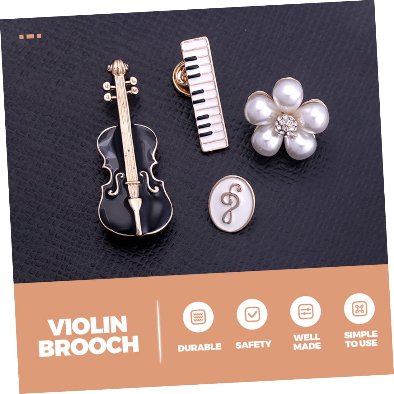 Jewellery Set di collani violini Unici di 4 Spille per la per Le Donne Tema Musicale Jewellery