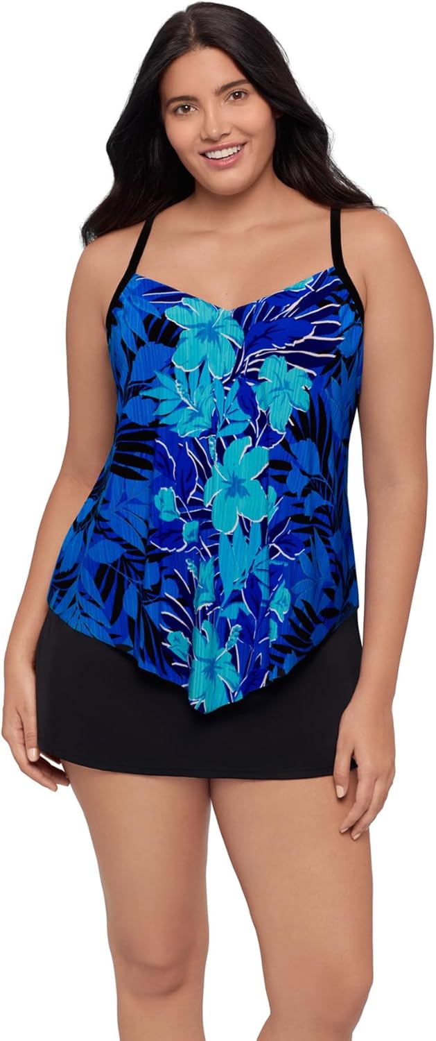Women's Adjustable Hank Swim Tankini Top with Built-in Bra Support