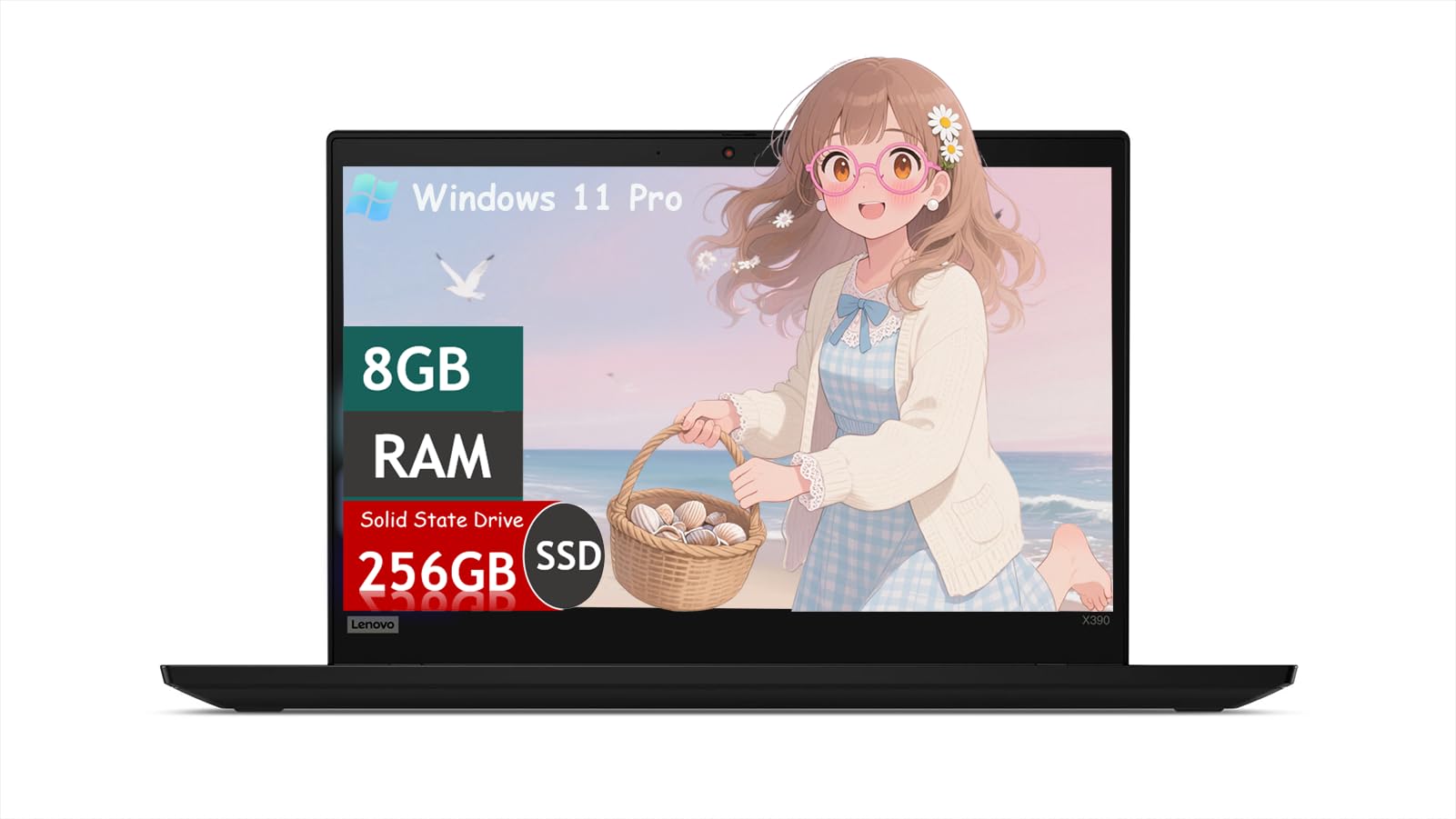 Lenovo Thinkpad X390 Business Laptop, Core i5-8265 1.6GHz, Up to 3.9GHz, Windows 11 Pro, 13.3" FHD(1920x1080), 8GB DDR4 RAM, 256GB SSD (Renewed)