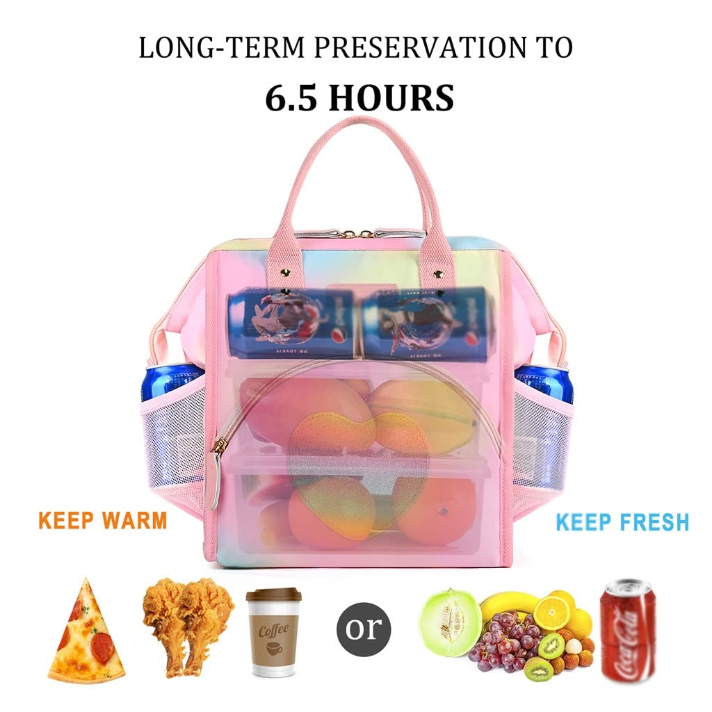 Bolsa para el Almuerzo, lonchera térmica, Bolsa para el Almuerzo de Apertura Amplia, Soporte Grande para Bebidas, Organizador térmico Duradero para refrigerios