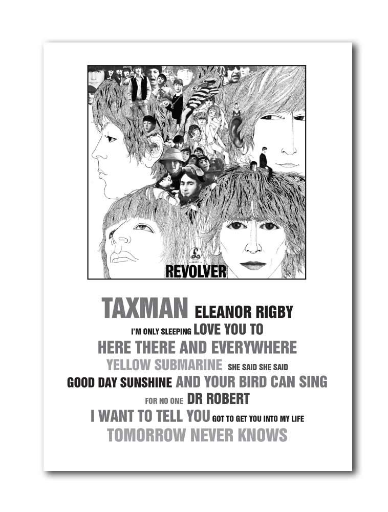 Libretto Designs BEATLES - REVOLVER Art Print Poster with Song Titles