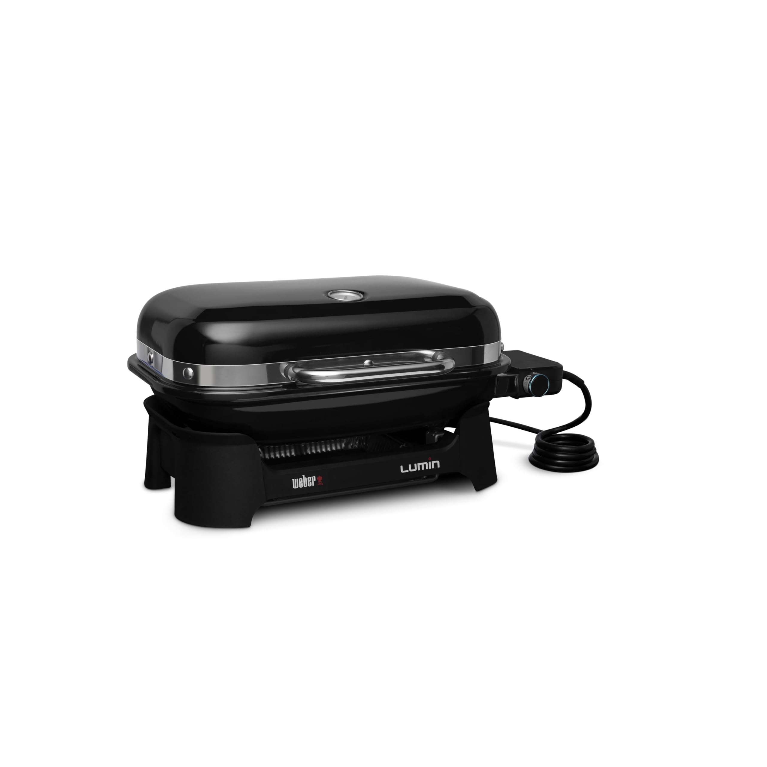 Weber Lumin Compact 91010979 Barbecue électrique, portable, 43 x 32 cm, atteint plus de 315 °C, polyvalent, idéal pour saisir, fumer, cuire à la vapeur ou cuire des aliments - Noir