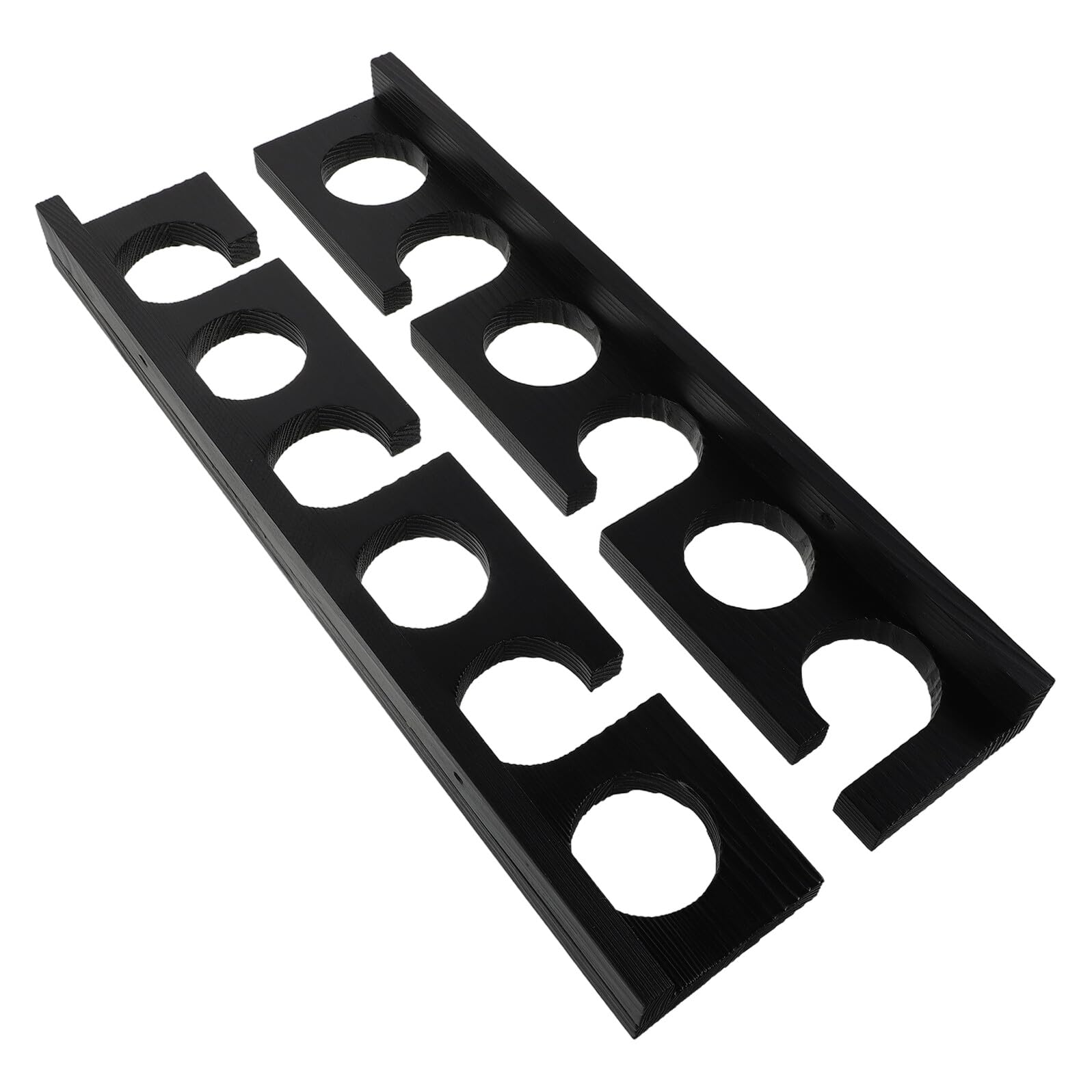 WOONEKY 2 Pezzi Porta Canne Pesca in Legno con Slot Supporto da Parete Orizzontale Robusto e Salvaspazio Organizzatore Rustico per Canne Pesca in Casa e Garage