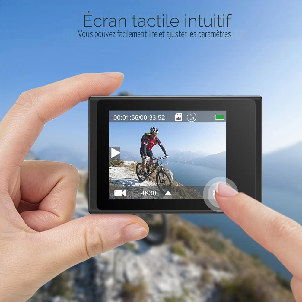 AKASO Brave 6 Plus Caméra Sport 4K 30fps 20MP WiFi Etanche Grand Angle Zoom 4X 2 Batteries 1350mAh Kit Accessoires