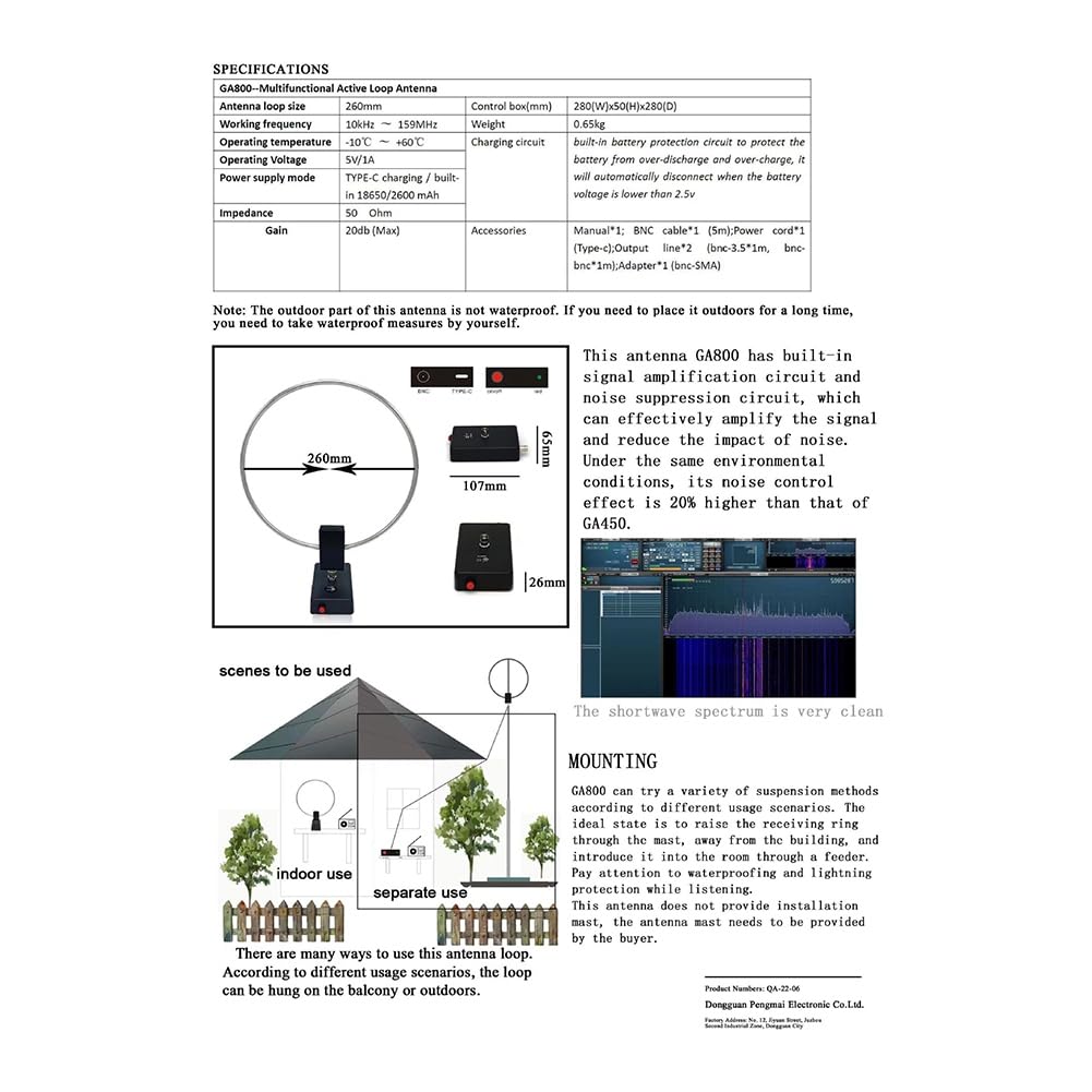 1 juego de antena de corta GA-800 con diseño portátil para radios