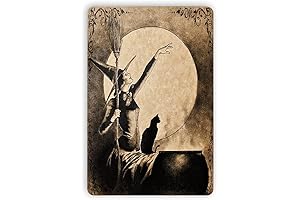 Broom Witch Halloween Witch Pictures Iron Painting Plaque Metal Wall Decor