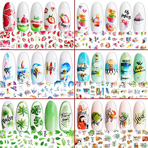 VINFUTUR 12 Blatt Nagelsticker Selbstklebend Sommer Nagelaufkleber Nail Art Aufkleber Nagelfolie Nail Sticker Tattoos… – Bild 5