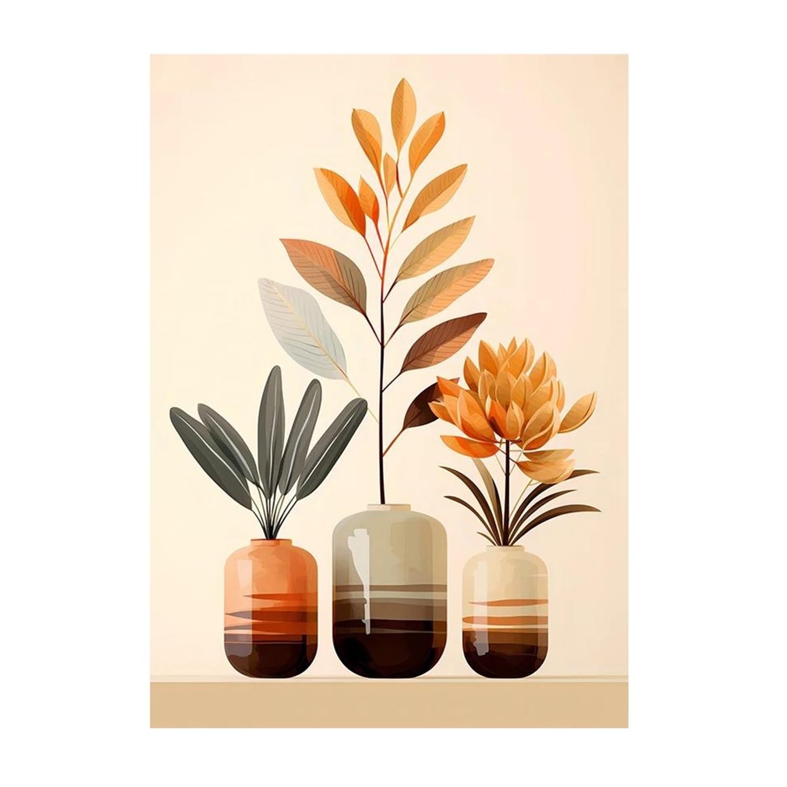 Tableau moderne peinture sur toile abstraite vase aquarelle 30x40cm