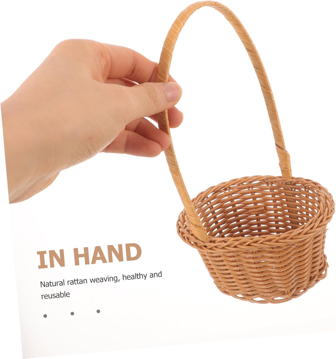 Small Woven Floral Basket with Handle 8.26X4.52X3.93In Egg-Shaped Rustic Picnic Basket Lightweight Handwoven Storage for Home Decor and Organization