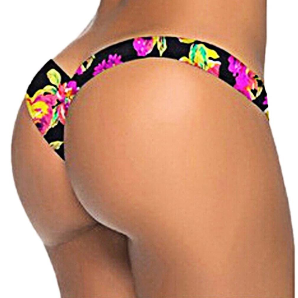 AIMEE7 bikinis mujer, bragas bikini bikini tanga AIMEE7 Las mujeres florales brasileñas de impresión Bikini Tanga de baño traje de baño de playa traje de baño (M, bragas bikini)