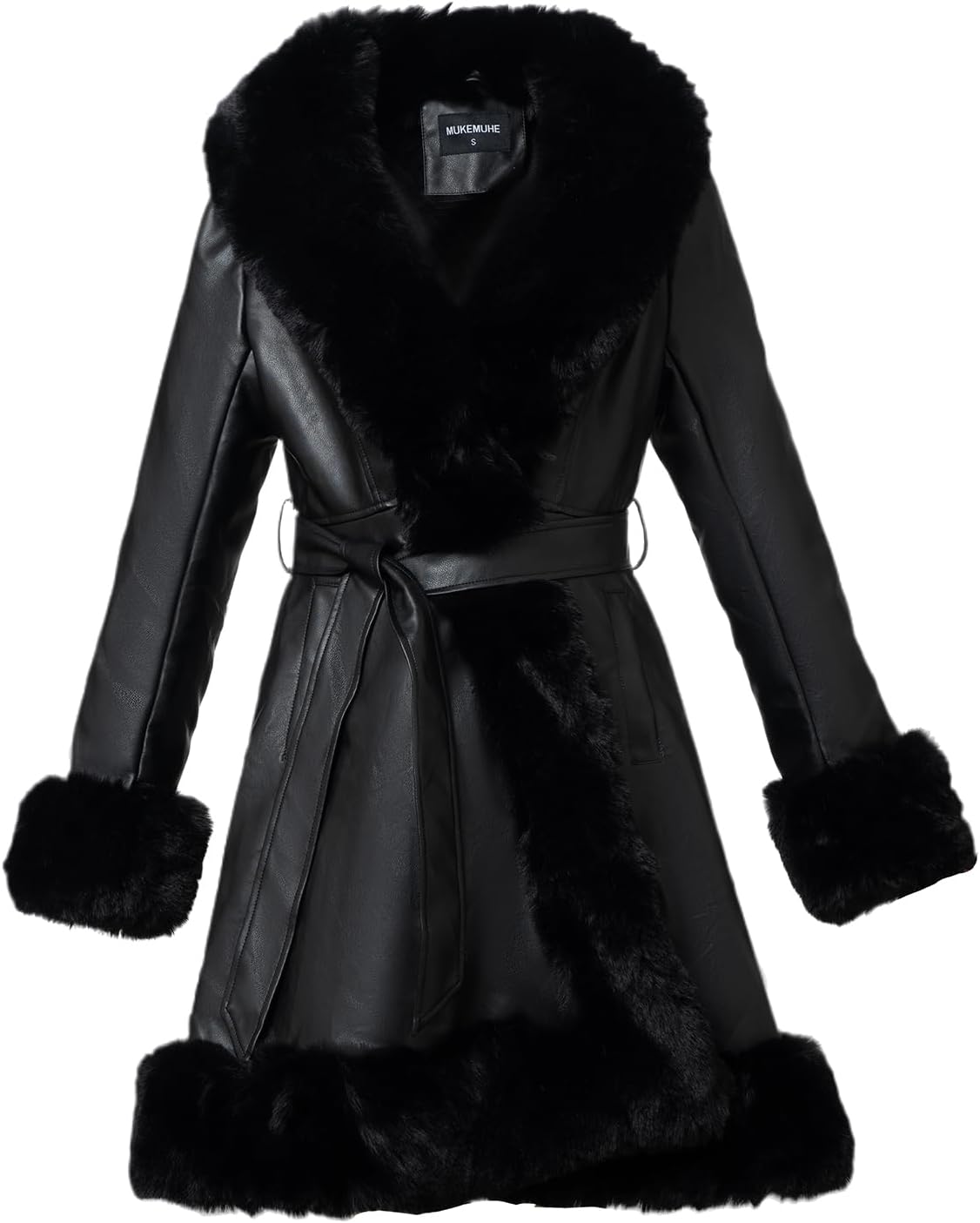 MUKEMUHE Winter Faux Fur Coats for Women,Faux Fur Leather Jacket Women - Image 5