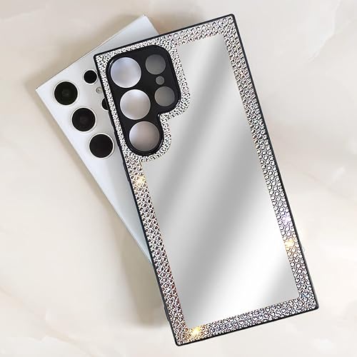 Miniatura 3 de Cavdycidy Funda compatible con Samsung Galaxy S22 Ultra Mirror con diamante, funda de teléfono de acrílico brillante que se puede utilizar para
