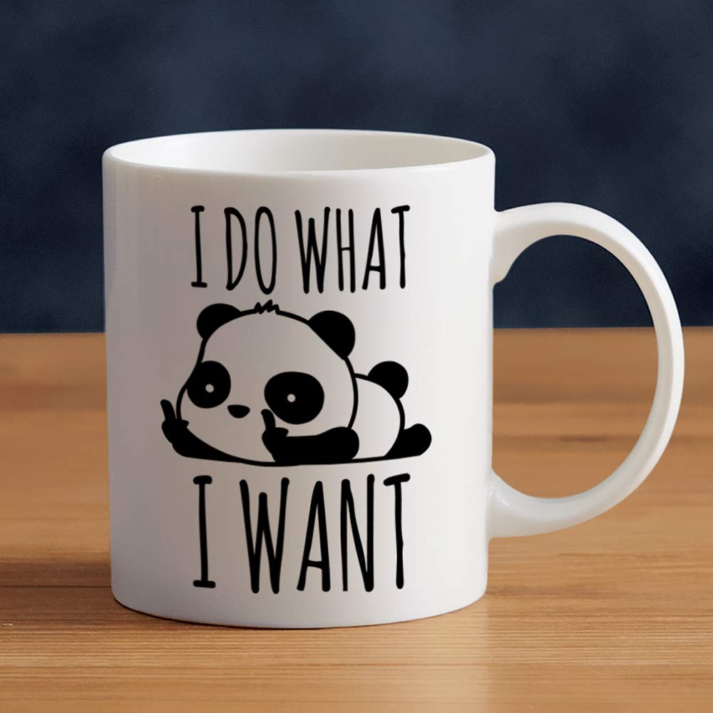 I Do What I Want Cute Panda Ceramic Coffee Mug Milk Cup 11oz, Funny Coffice Joke Christmas Novelty Birthday Gifts for Men Friends Boss Coworkers Boyfriend Husband