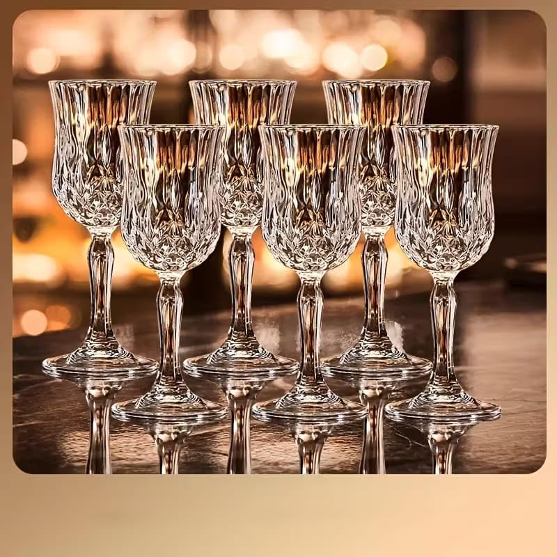 Image of PrimeWorld Crystal Clear Wine Glasses Set of 6 (200 ml) | Lead-Free Premium Red Wine Glassware | Elegant Stemmed Glasses for Home, Parties, Dining & Gifting