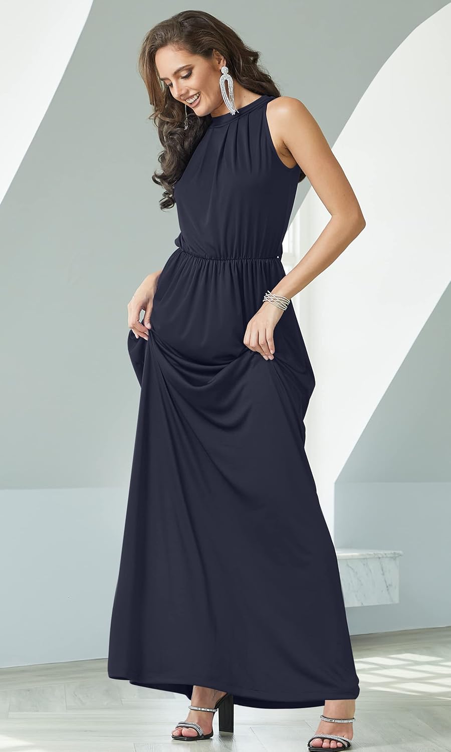 KOH KOH 2026 Sexy Sleeveless Flowy Summer Casual Formal Gown - Image 4