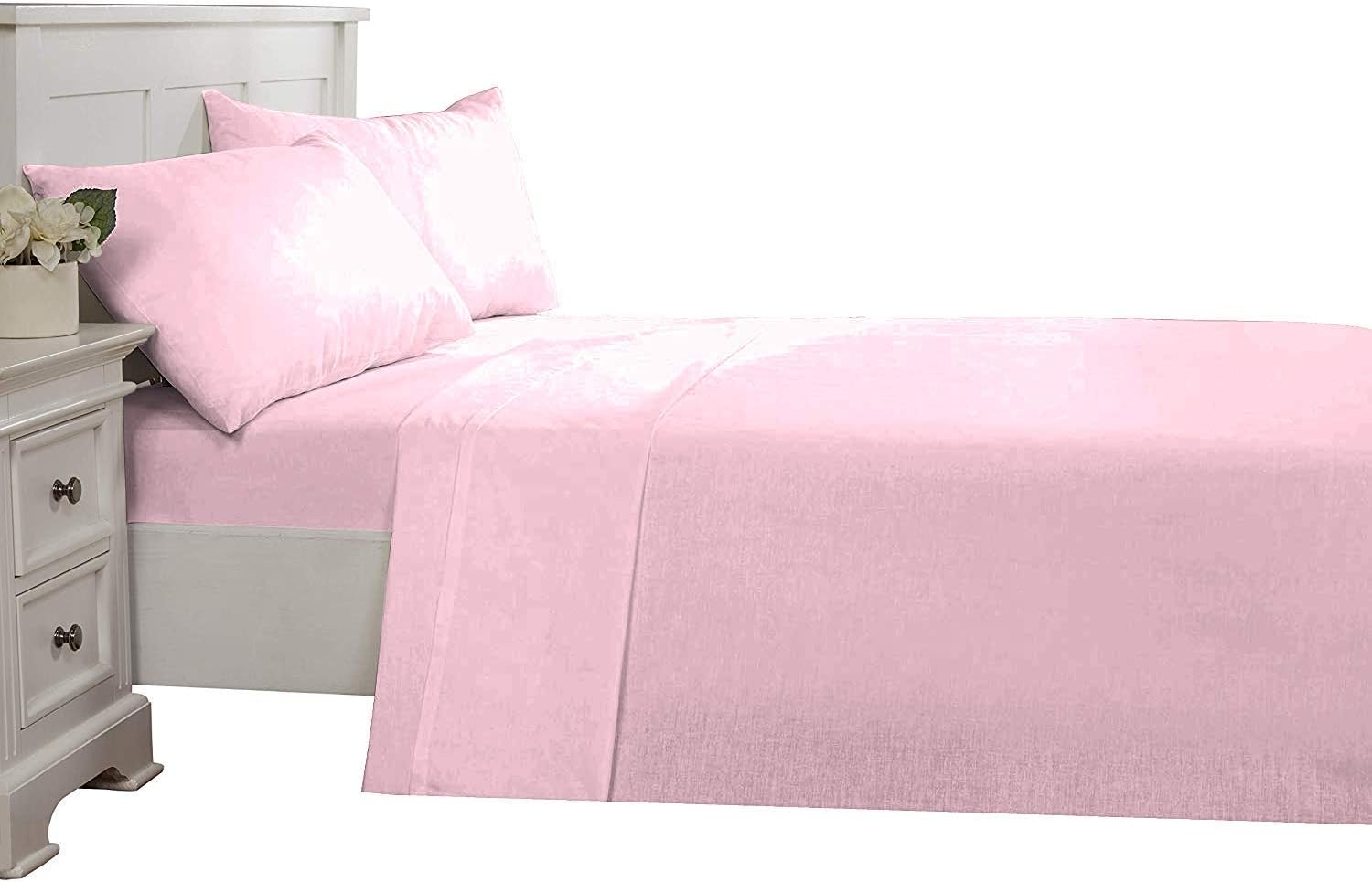 Luxury 6 Piece Sheet Set with 24 Inch Deep Pocket 800 Thread Count 100% Egyptian Cotton Solid Baby Pink Color King Size