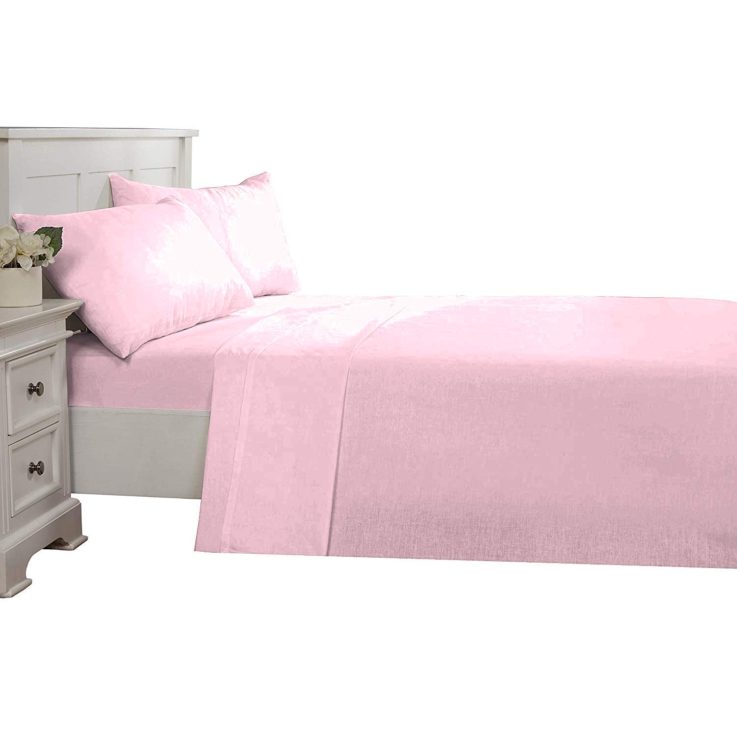 Luxury 6 Piece Sheet Set with 24 Inch Deep Pocket 800 Thread Count 100% Egyptian Cotton Solid Baby Pink Color King Size