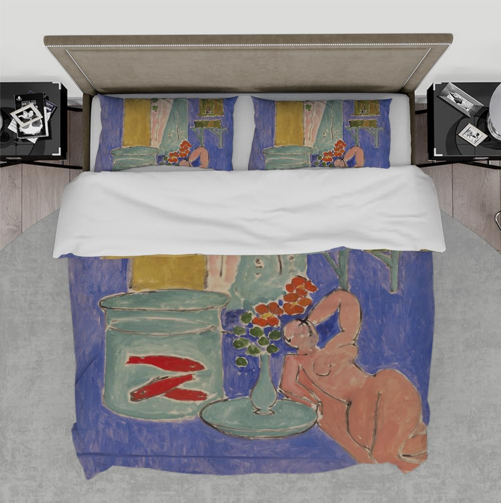 Housse de couette poisson rouge ultra douce ensemble de literie chic aux finitions soignées