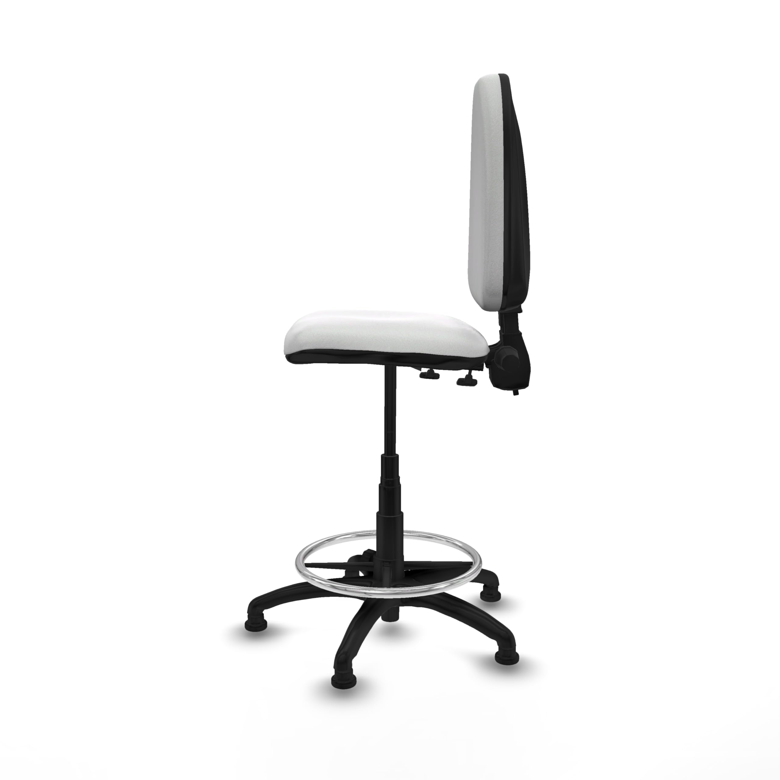 Piqueras y Crespo Taburete Aýna Taburete Alto de Oficina con Ruedas, Ideal como Taburete Taller mecánico y Taburete para Escritorio, con Respaldo Regulable en Altura
