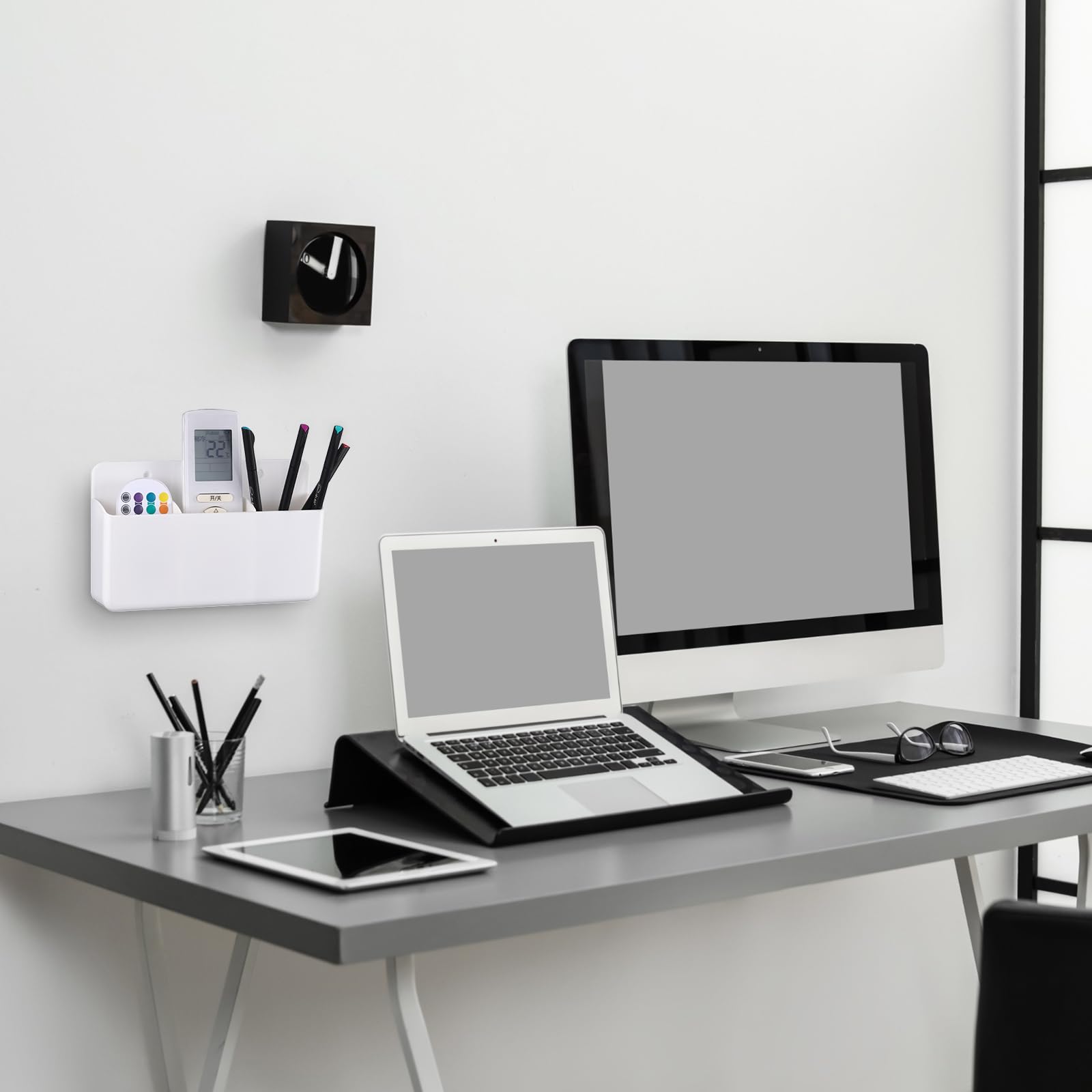 CroBlissful 12 supporti per telecomandi da parete autoadesivi supporto universale da parete TV telecomando telefono portapenne accessori per casa ufficio scuola