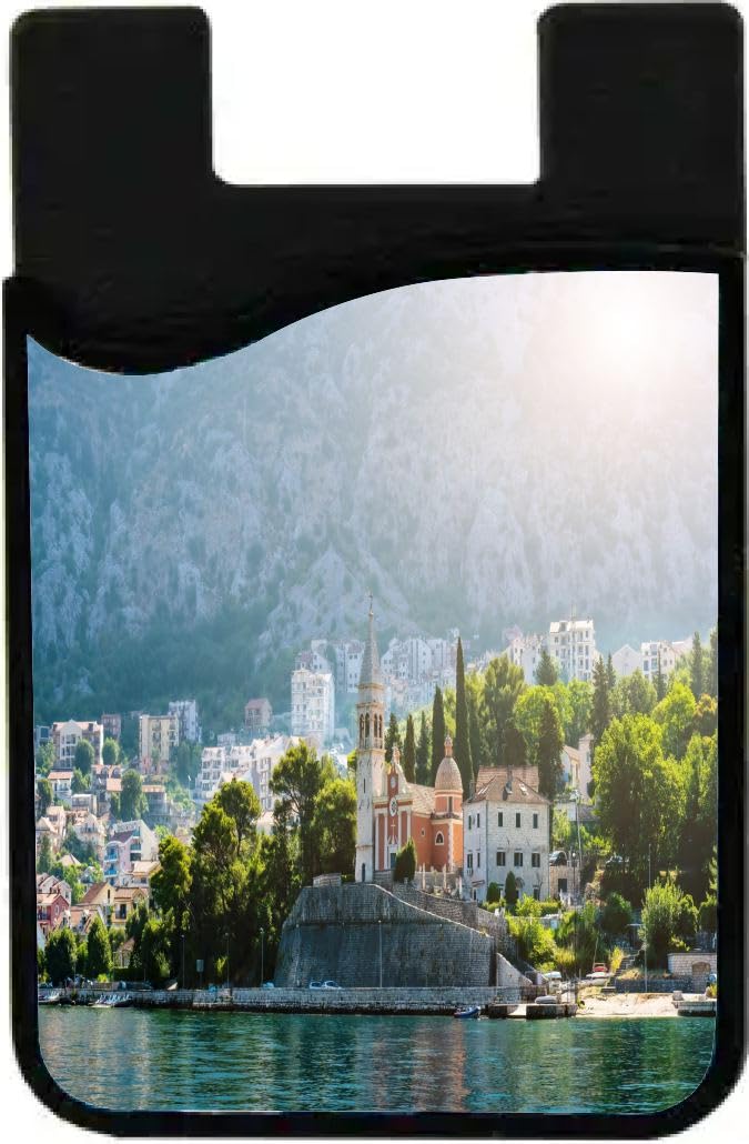 Island Gifting Neoprene Stick-on ID Card Holder for iPhone/Galaxy/Google Android Cases Featuring Image of Montenegro City View