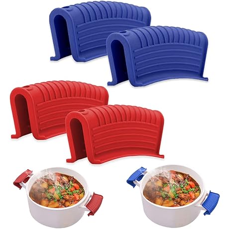 2 Pairs Silicone Handle Holders - Heat Resistant Pot Handle Covers, Pan...