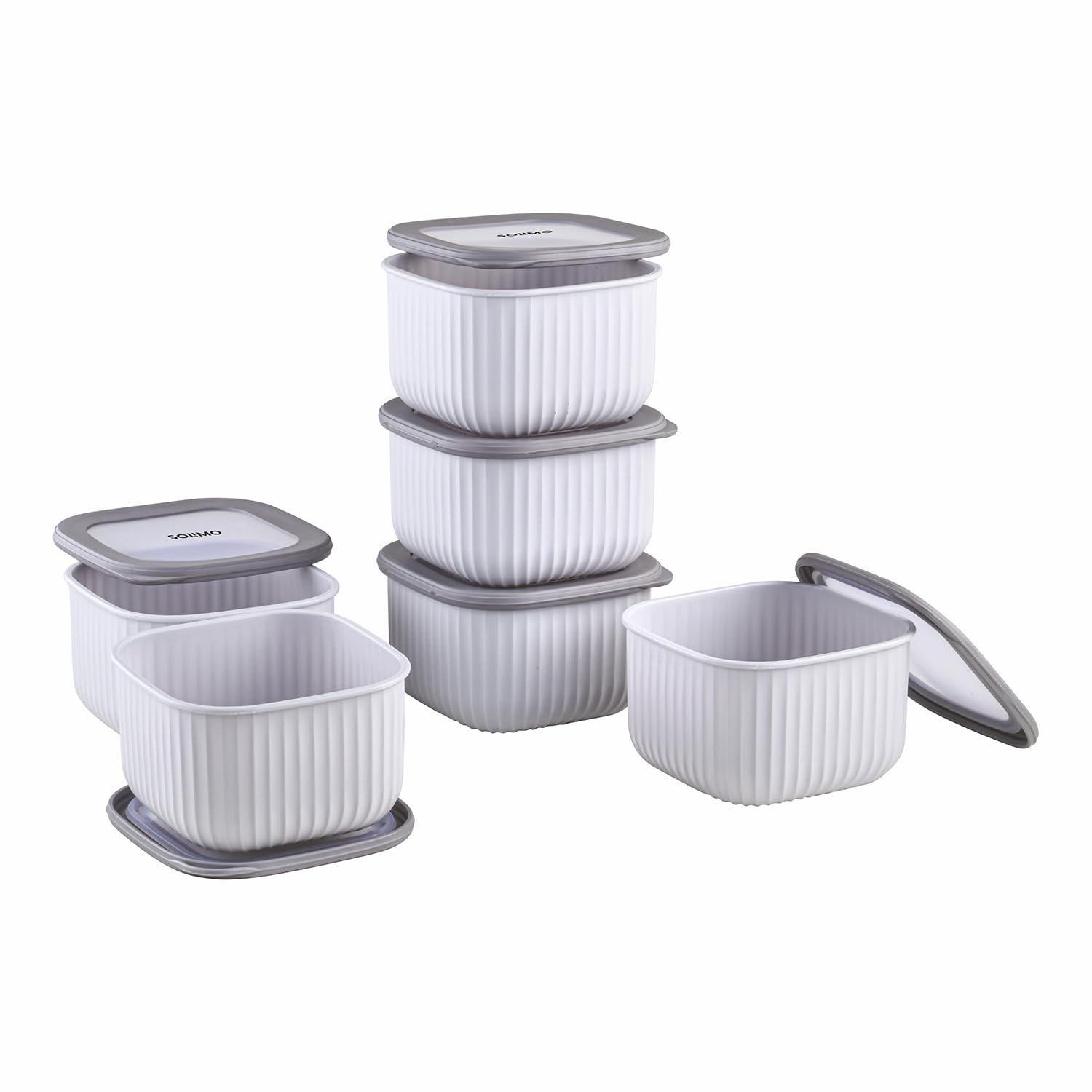 Amazon Basic Plastic Elegant Square Storage Containers Food Grade Set of 6 (1.4L Each) | Microwave, Freezer, Dishwasher & Refrigerator Safe, Stackable Kitchen Containers (Grey)-image-7