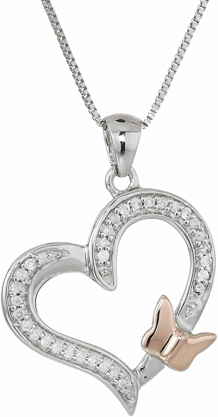 VIR JEWELS 1/20 cttw to 1/6 cttw Diamond Pendant, Diamond Pendant Necklace for Women in 14K Gold with 18 Inch Chain, Prong Setting