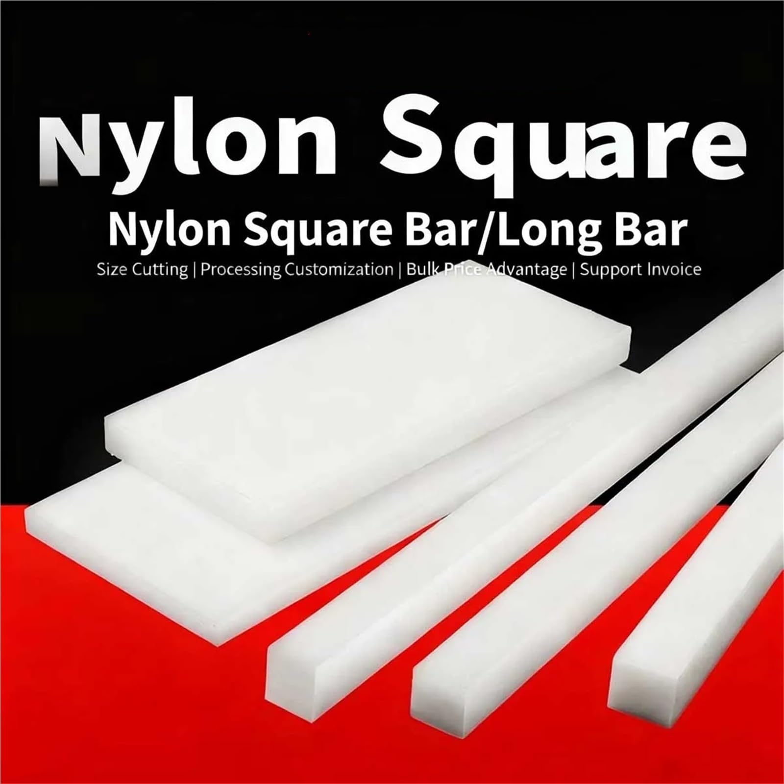 Varilla nylon Desgaste - proceso plástico de nylon blanco resistente del cojín perforación bloque Rod PA66 la barra cuadrada(White,1pcs 15x300x300mm)