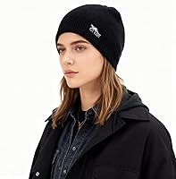 Vista 6 de Gorro de punto impermeable 100% a prueba de viento - Gorro de calavera con forro de lana para hombres y mujeres, gorro de invierno cálido