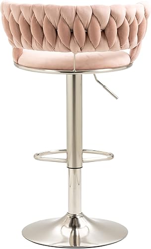 Miniatura 8 de Kakotito Taburetes de bar con respaldo y reposapiés, taburetes de bar ajustables con patas plateadas, taburete de bar retro y taburete de bar de