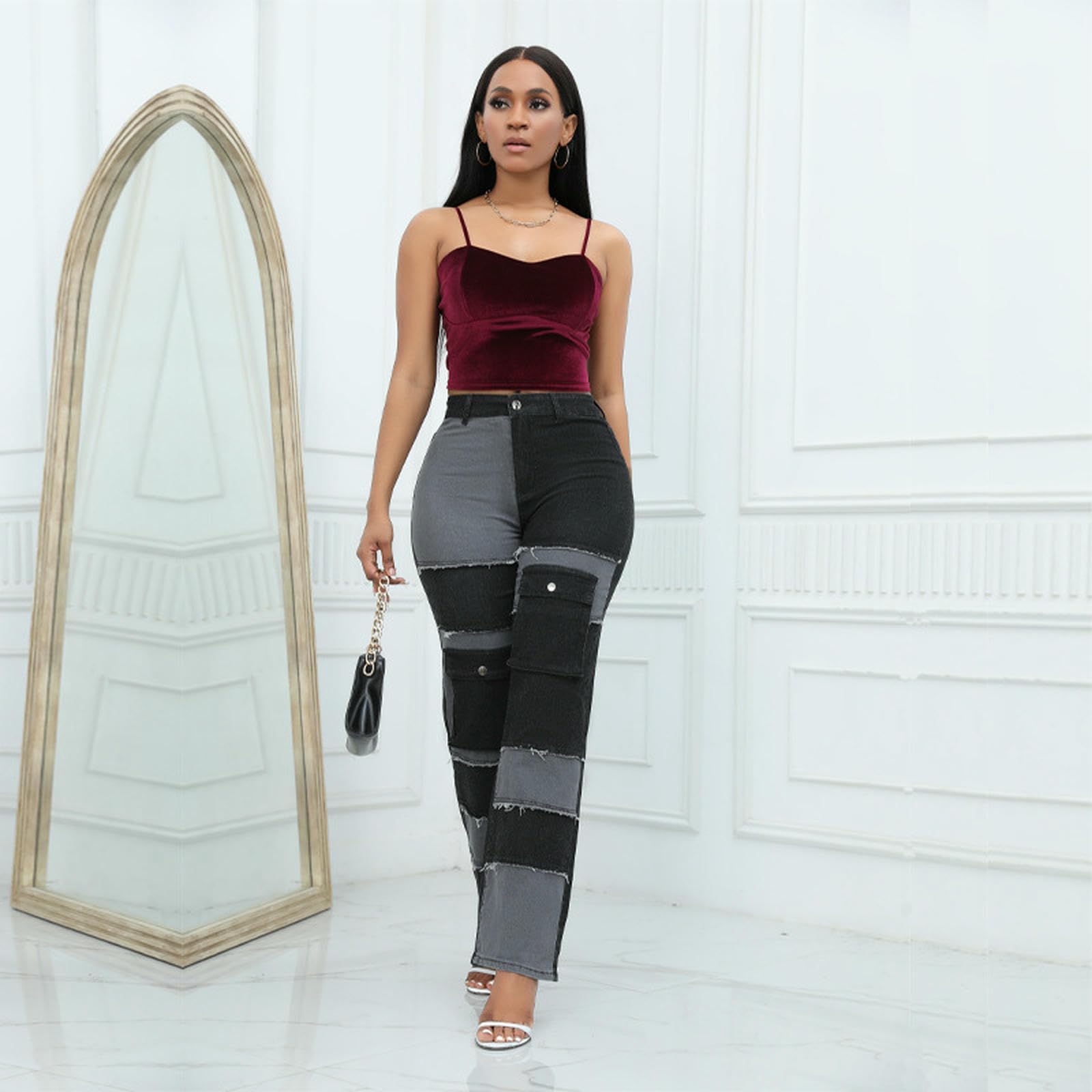 Ripped Jeans Jesienne Modne All-Match Prosta Wysoka Talia dla Kobiet