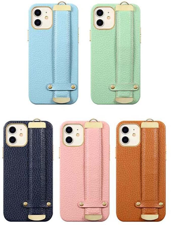 Étui iPhone 12 Pro en cuir véritable vert litchi avec support chic - 2